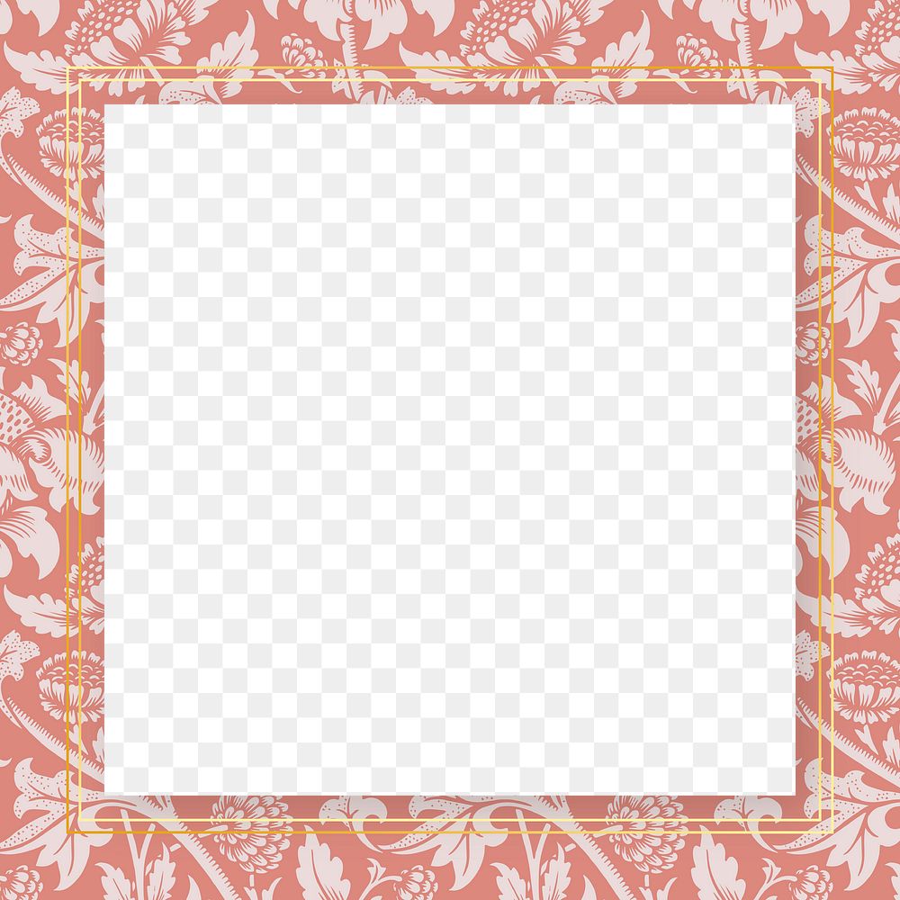 Decorative vintage floral png gold frame border pattern