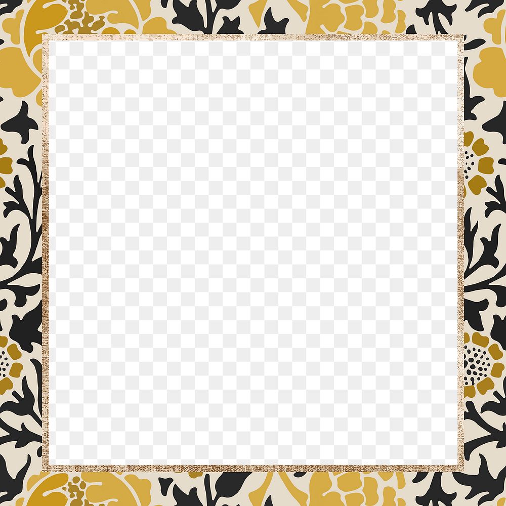 Decorative vintage floral png gold frame border pattern