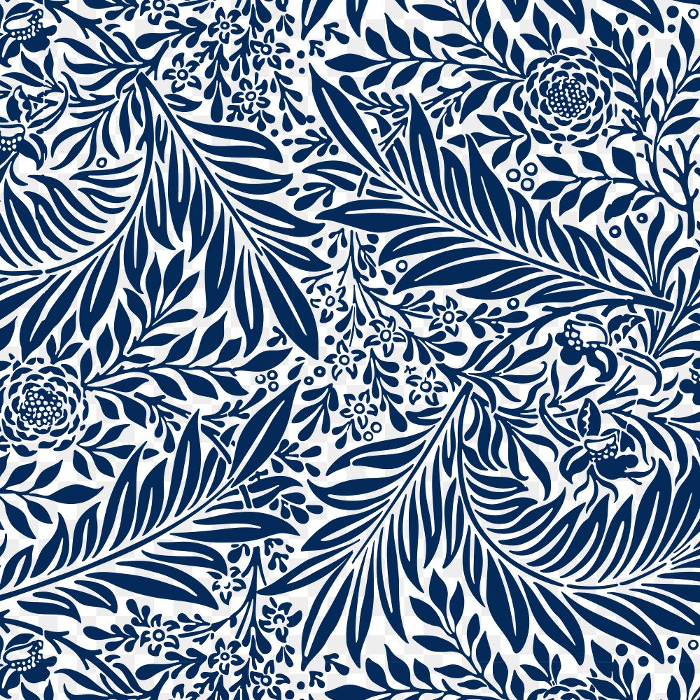 Blue leaves png pattern ornament background