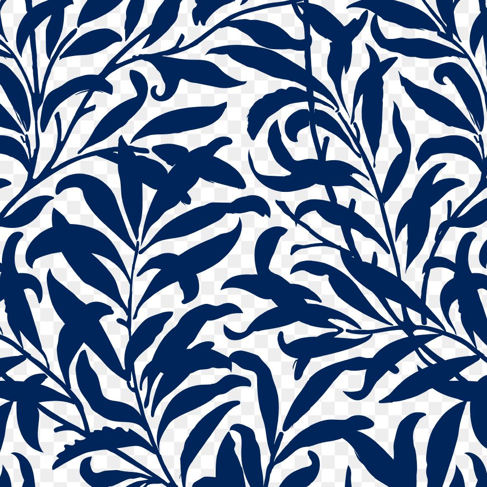 Png blue leaves ornament pattern background