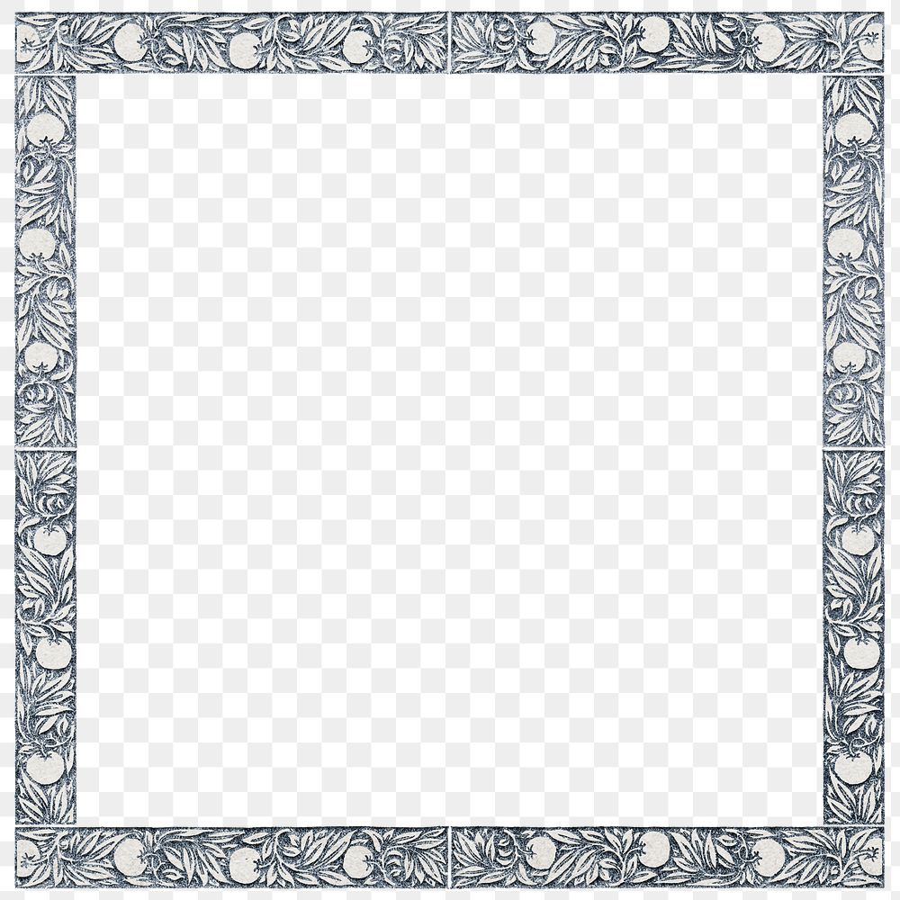 PNG nature ornament black frame pattern inspired by William Morris