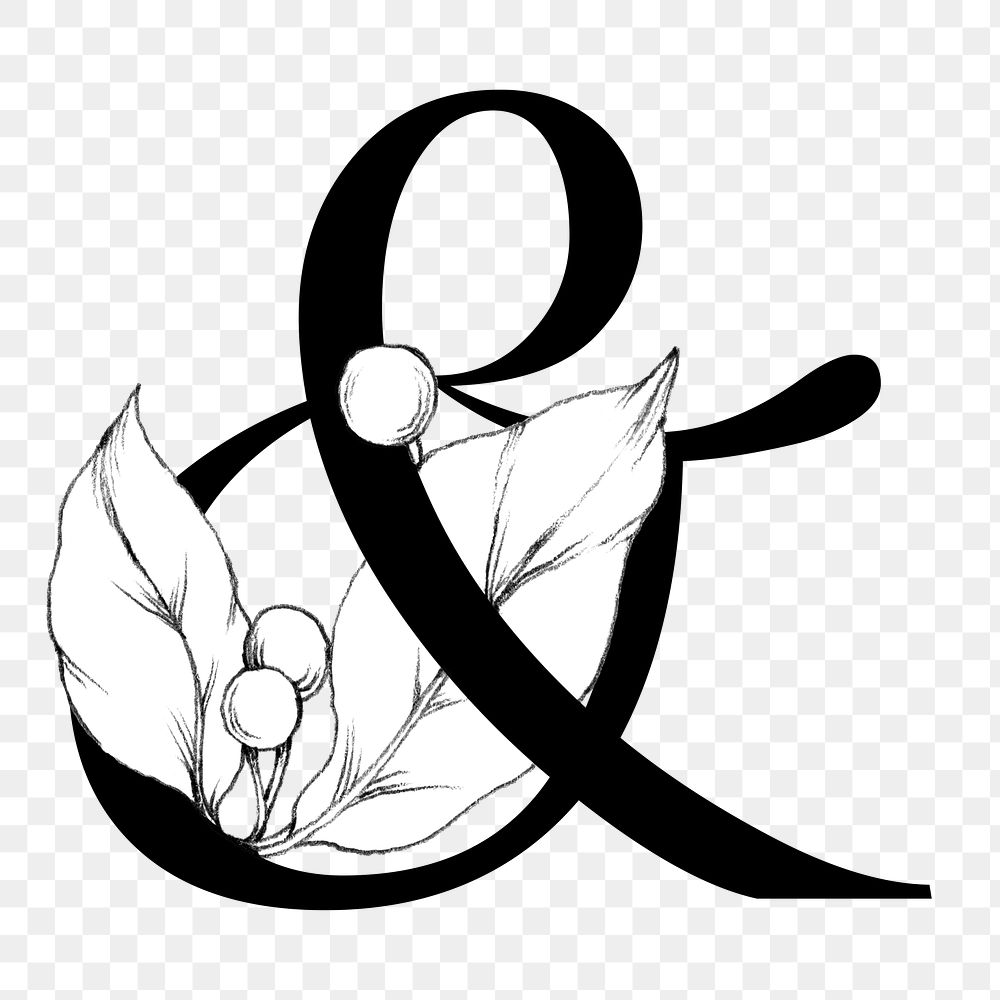 Png ampersand symbol floral typography