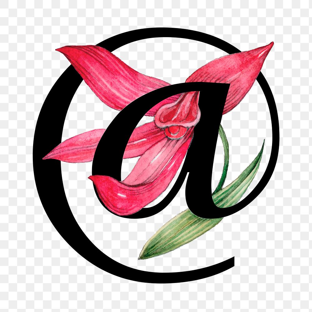 Png at sign symbol floral typography