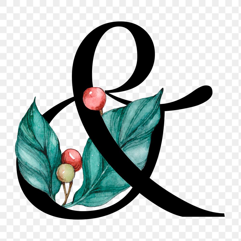 Png ampersand symbol decorated vintage typography