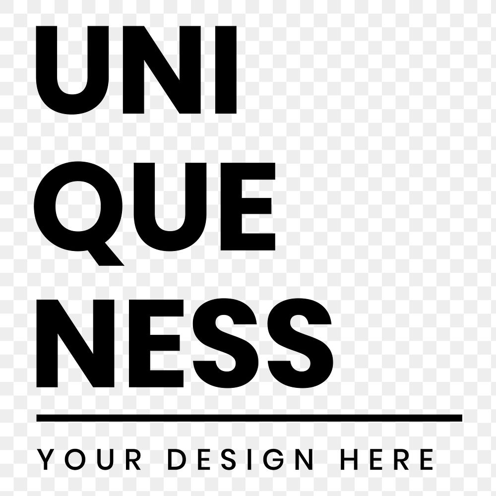 Black uniqueness typography png design