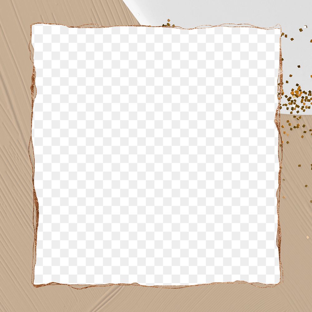 Glittery frame png brown textured