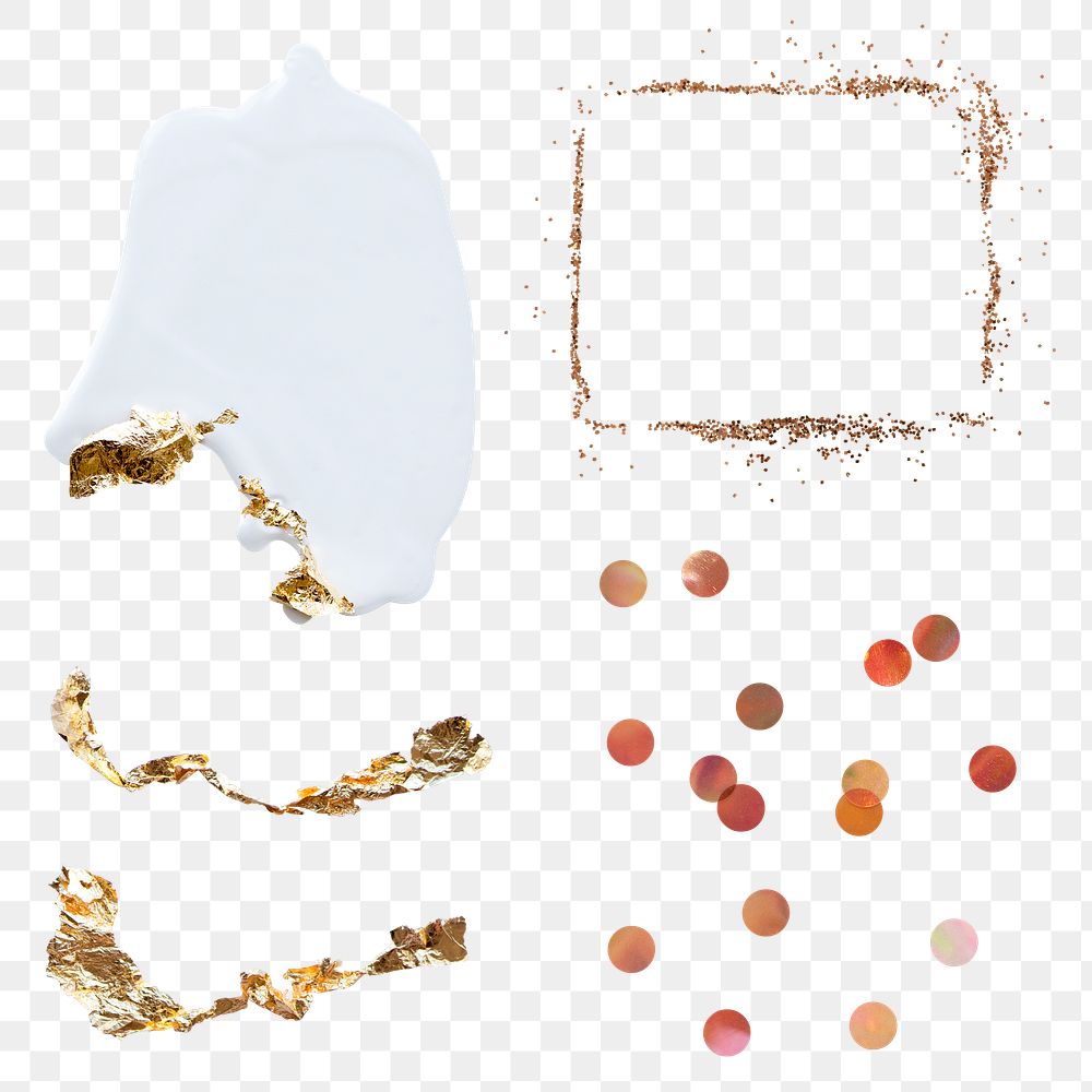 White acrylic paint with gold elements png