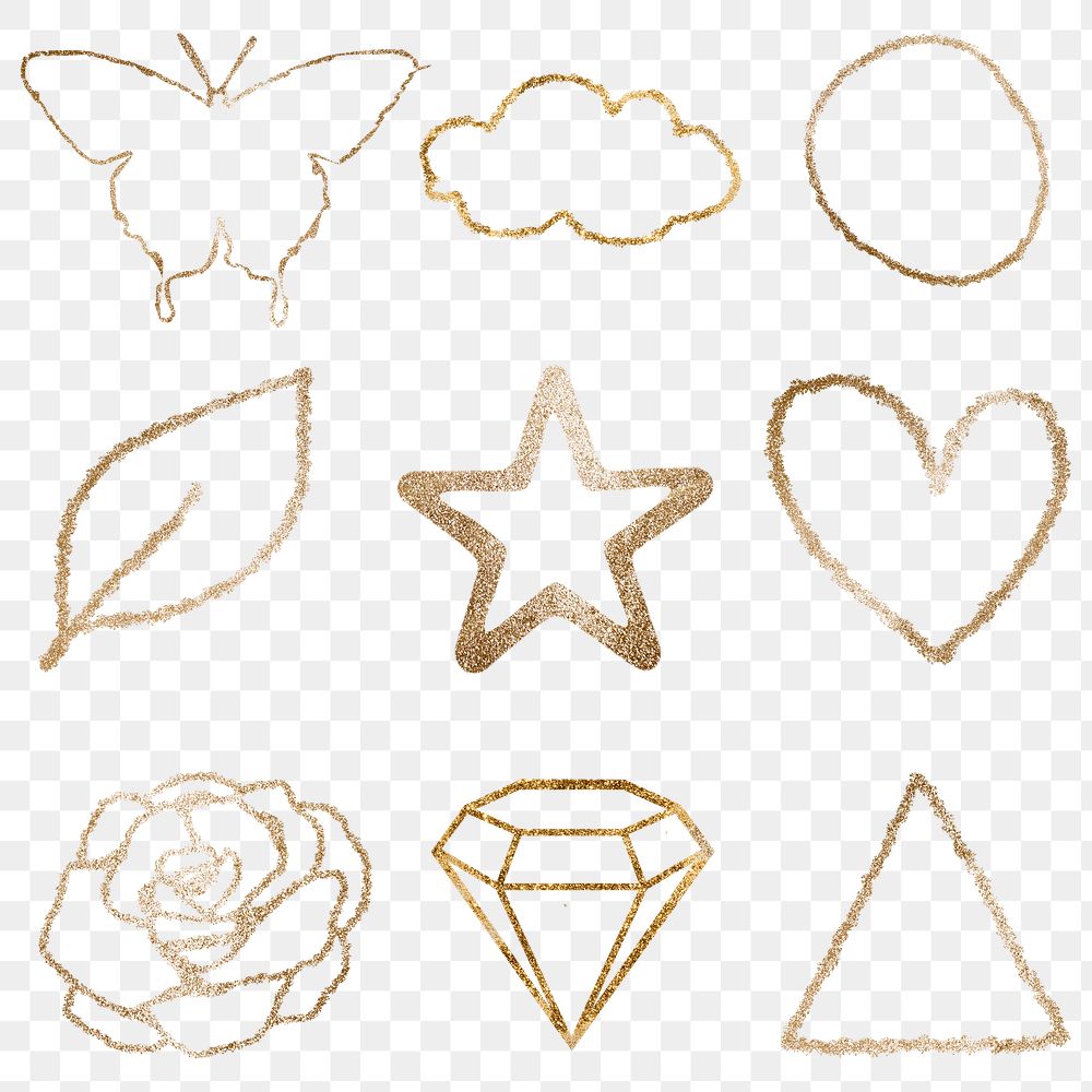 Png gold outline icon set