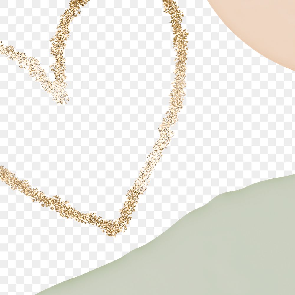 Gold heart frame png neutral earth tone 