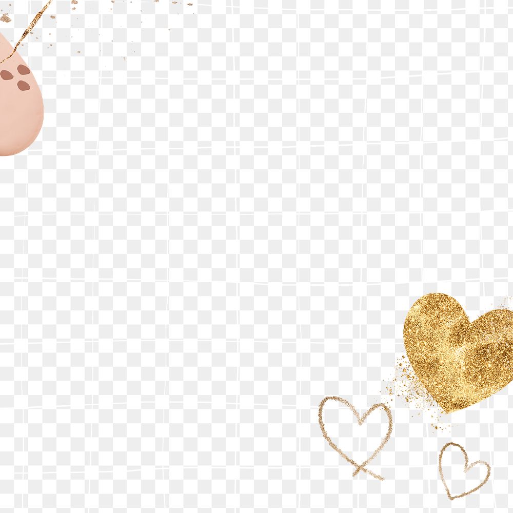Gold heart png grid background