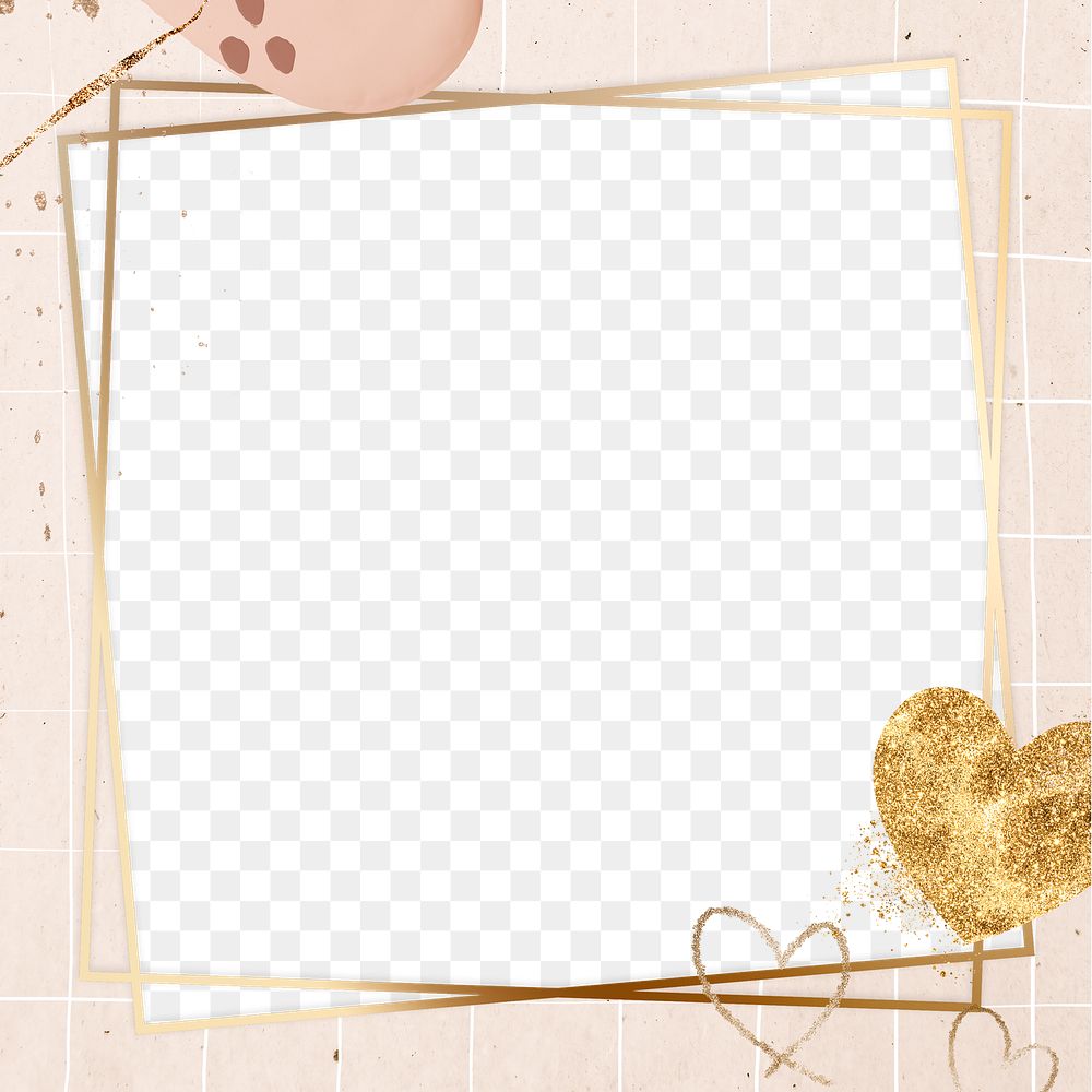 Gold shimmering heart frame png 