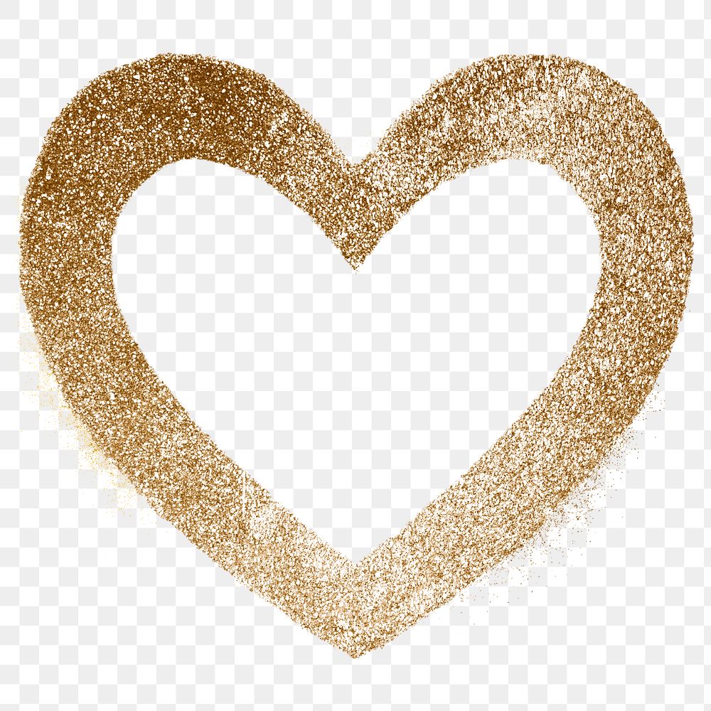 Golden sparkle png heart sign