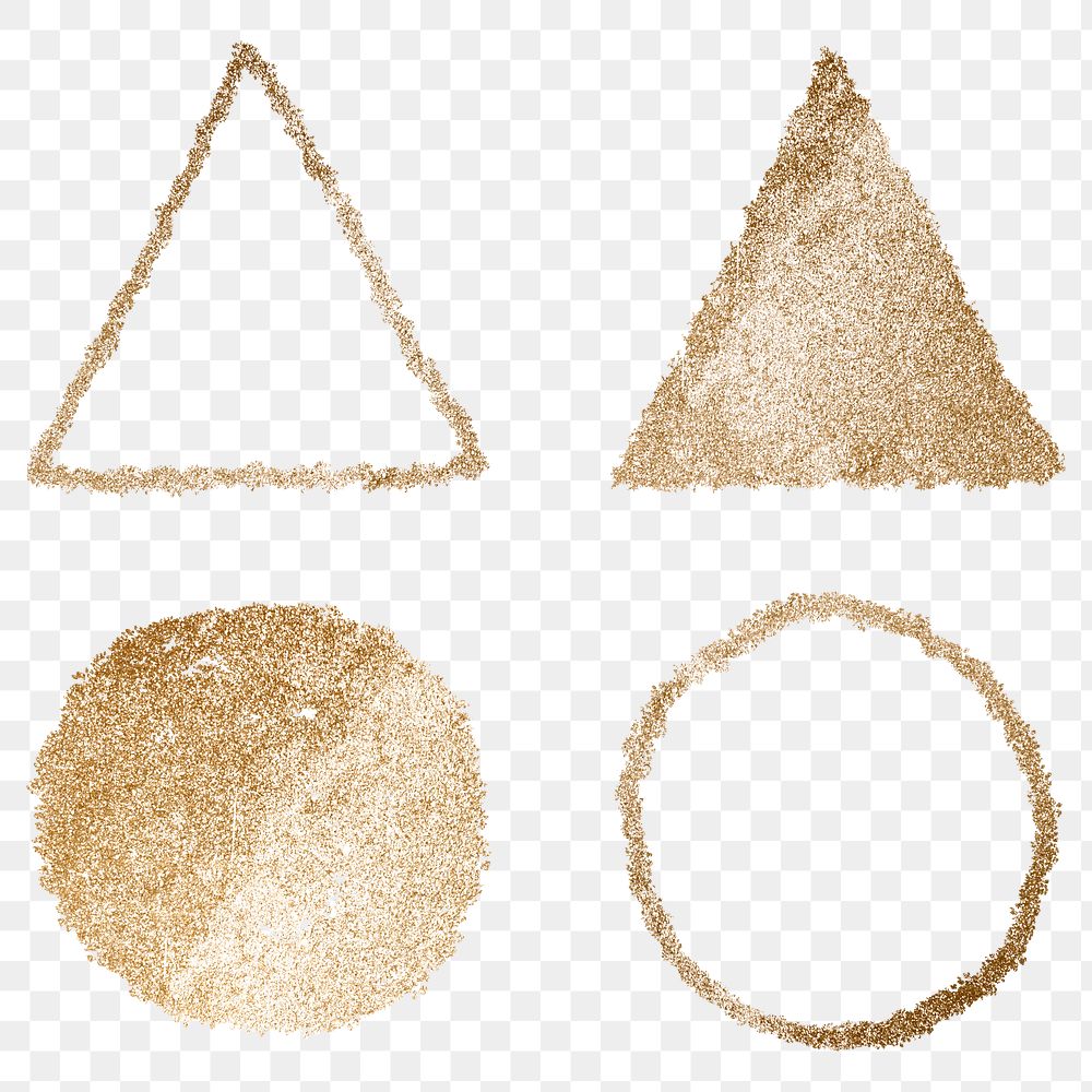 Gold png circle and triangle icon set