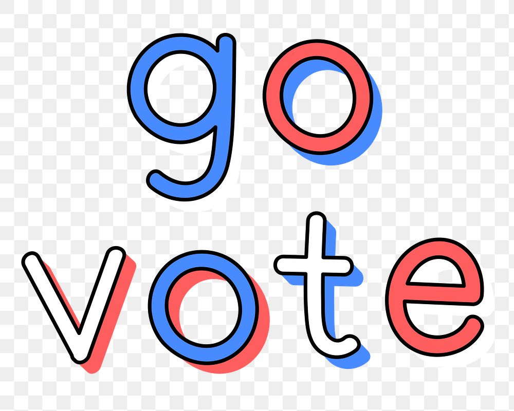 Go vote doodle text png typography word