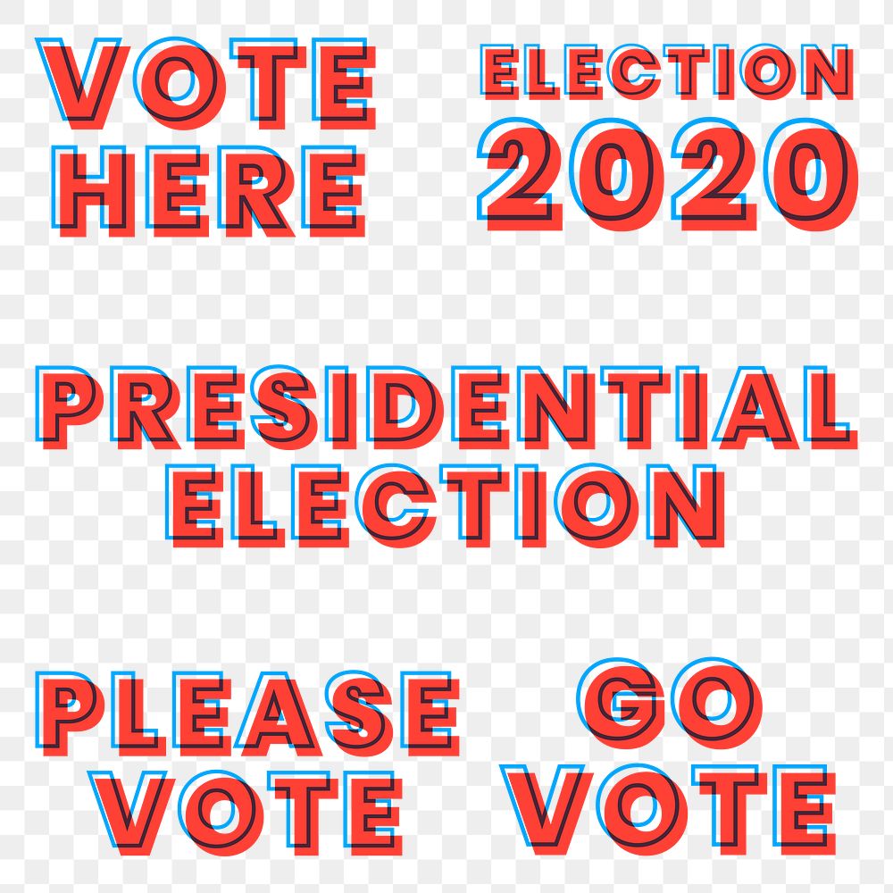 Election 2020 multiply typography png set