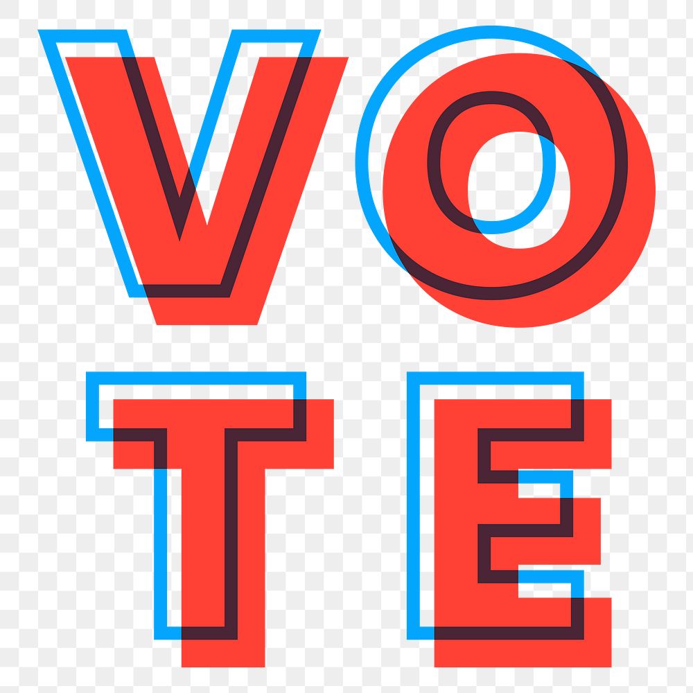 Red vote message png typography multiply font