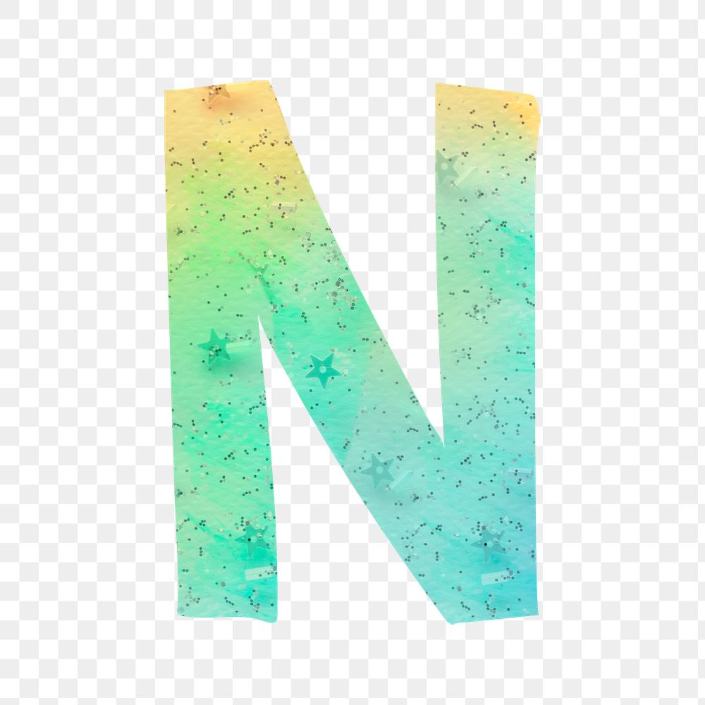 Letter n colorful typography png