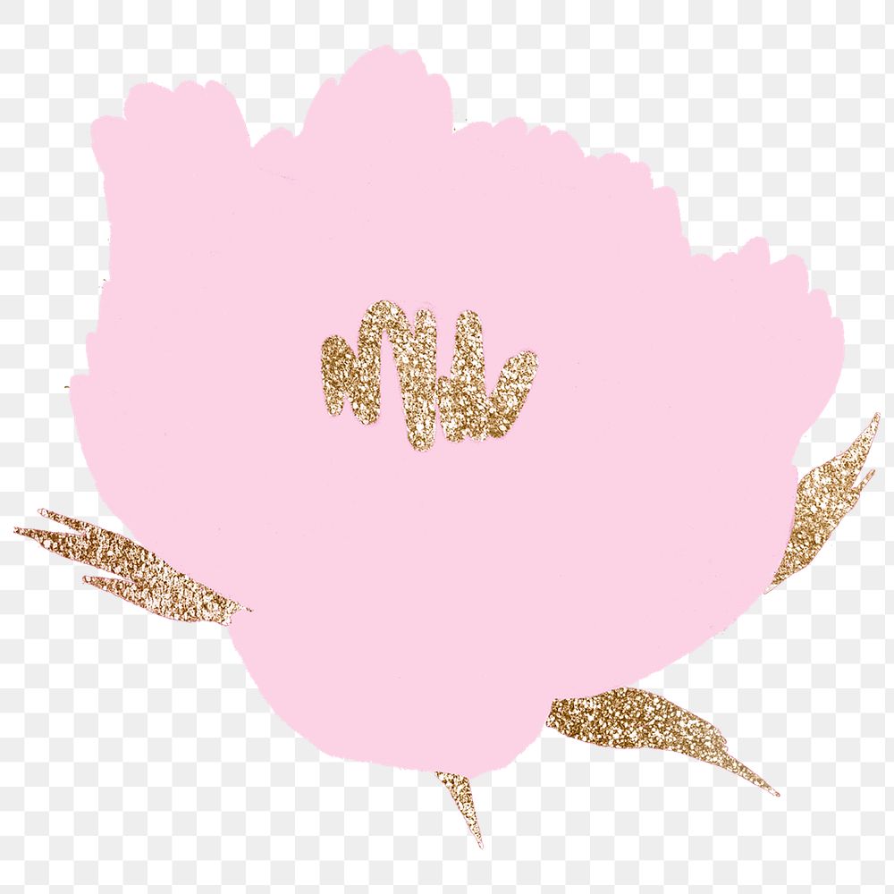 Pink flower hand drawn png botanical illustration