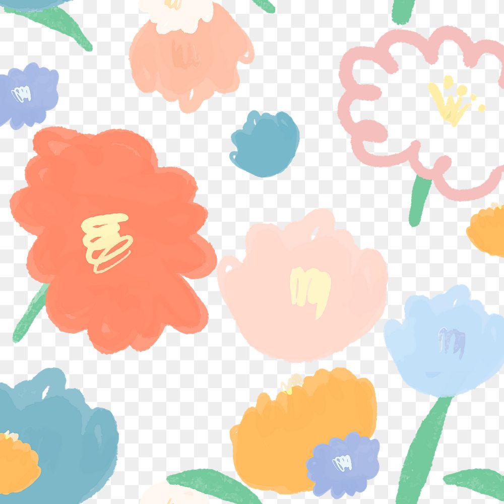 Floral pattern background png hand drawn