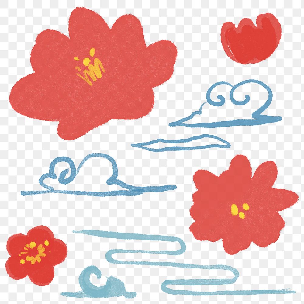 Chinese national flowers png illustration elements