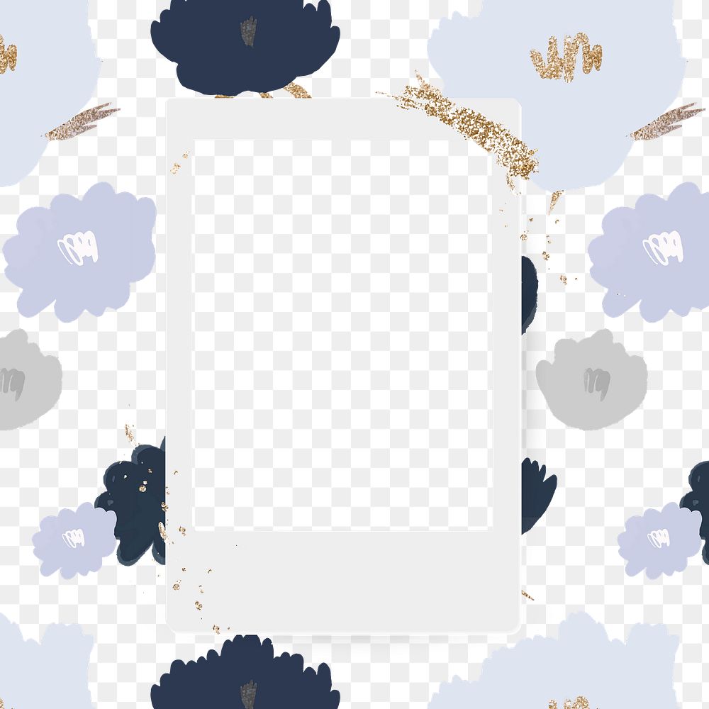 Instant camera frame pngflower doodle floral background
