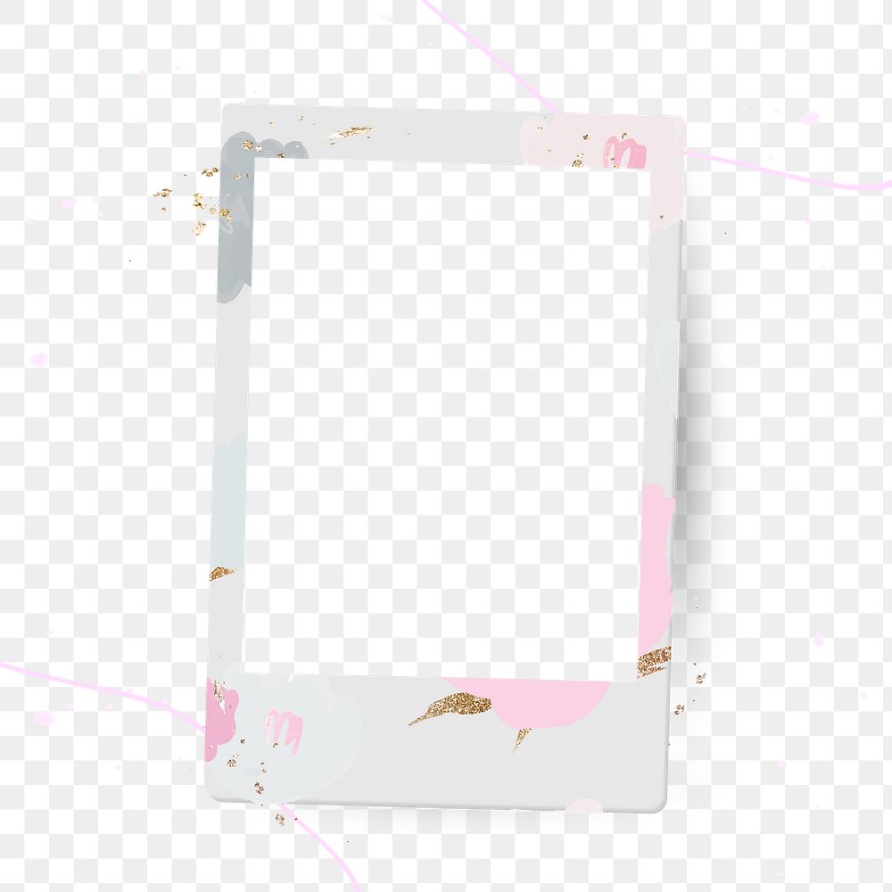 Png flower decorated instant camera frame design space