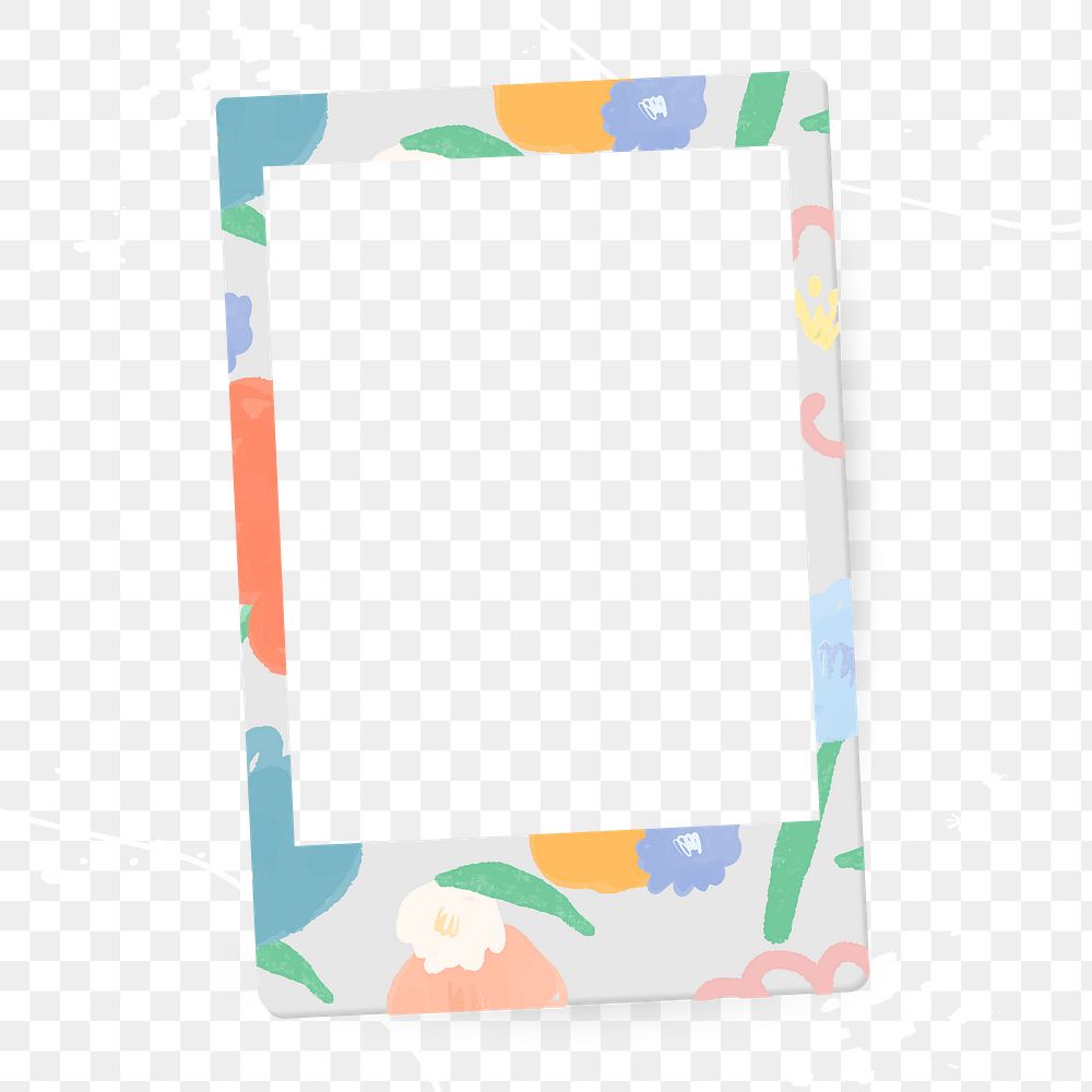 Png flower decorated instant camera frame design space