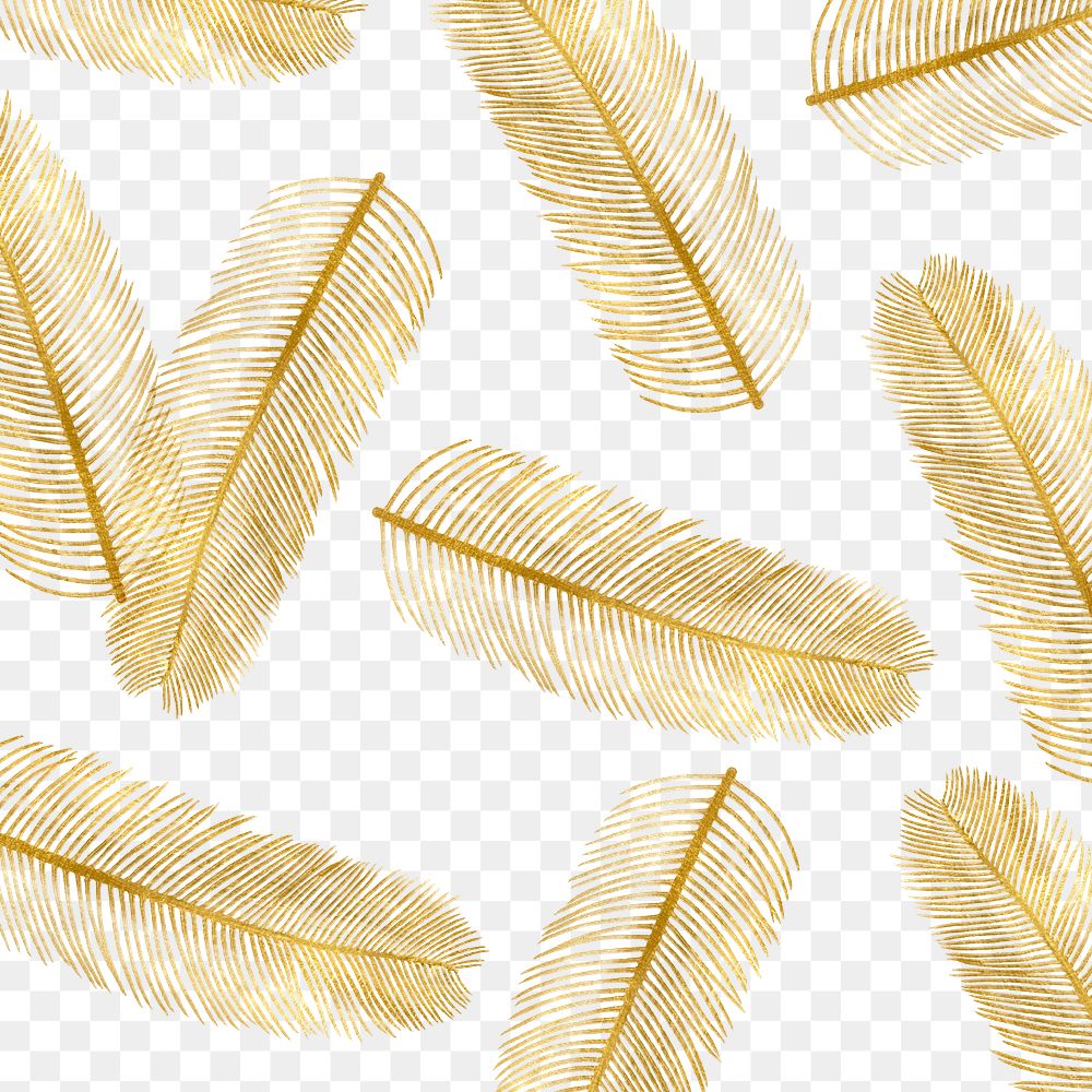 Png golden palm leaf pattern vintage illustration