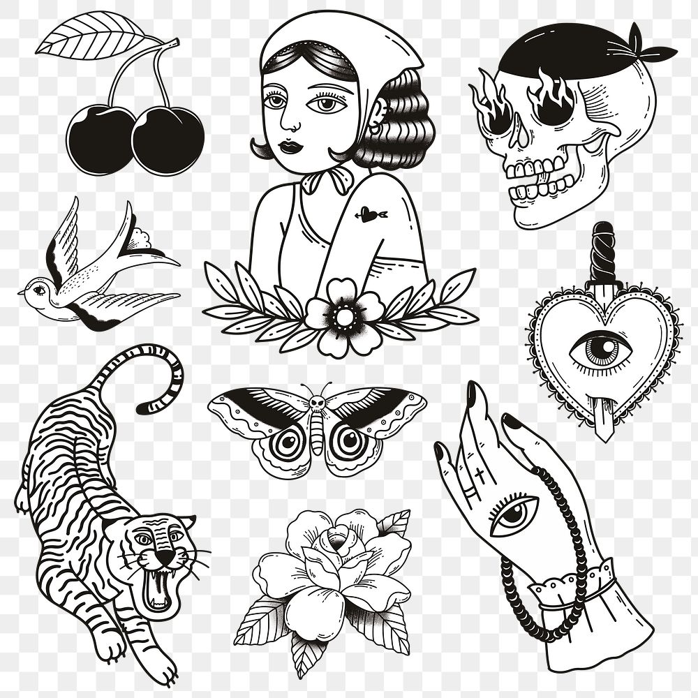 Minimal tattoo design png collection