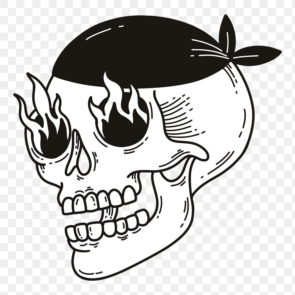 Vintage skull tattoo design png
