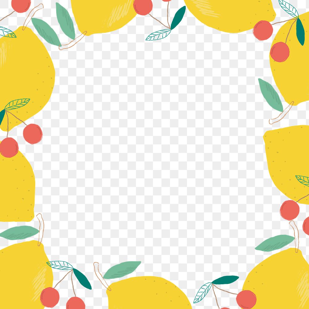 Png lemon cherry border transparent background frame