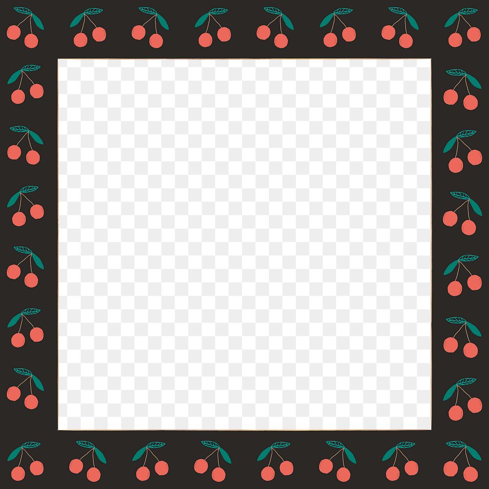 Png cherry border transparent background black frame