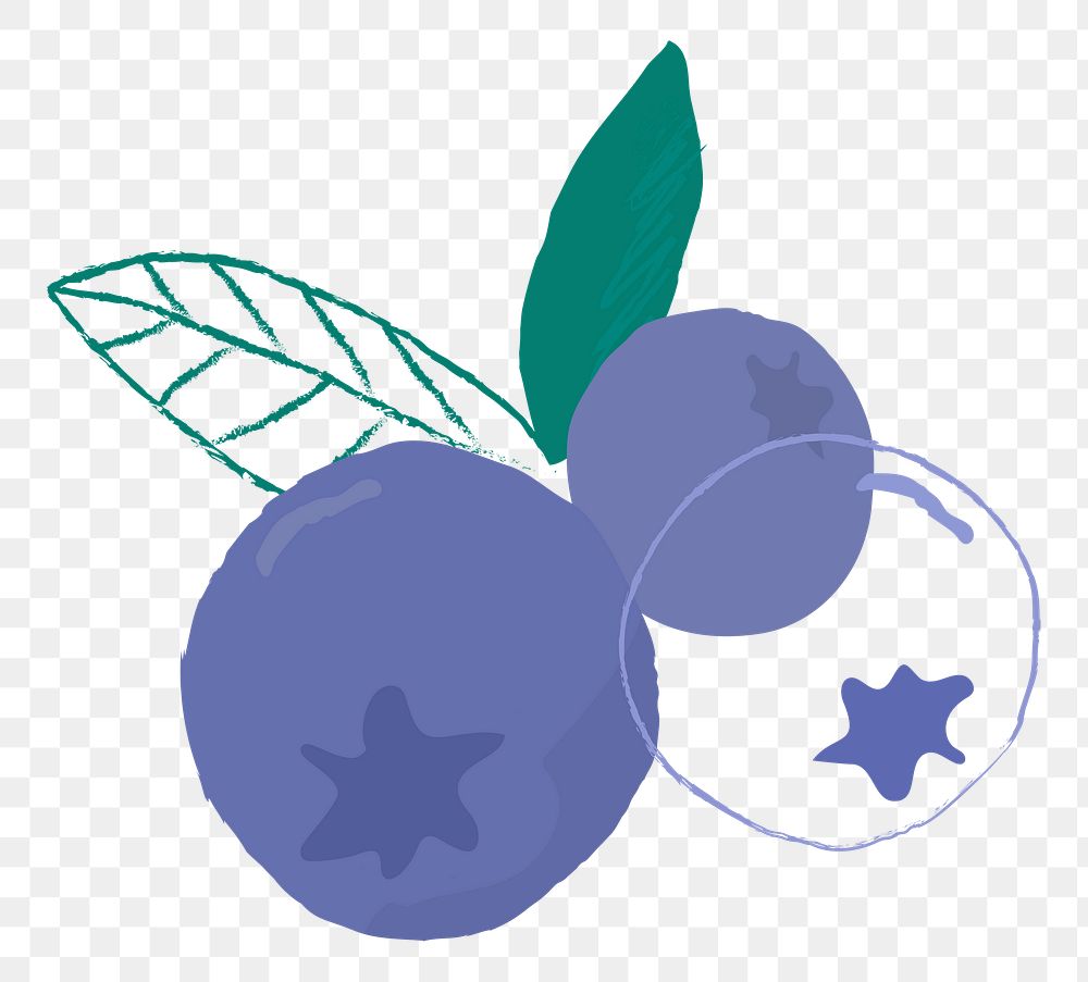 Png pastel hand drawn blueberry fruit clipart