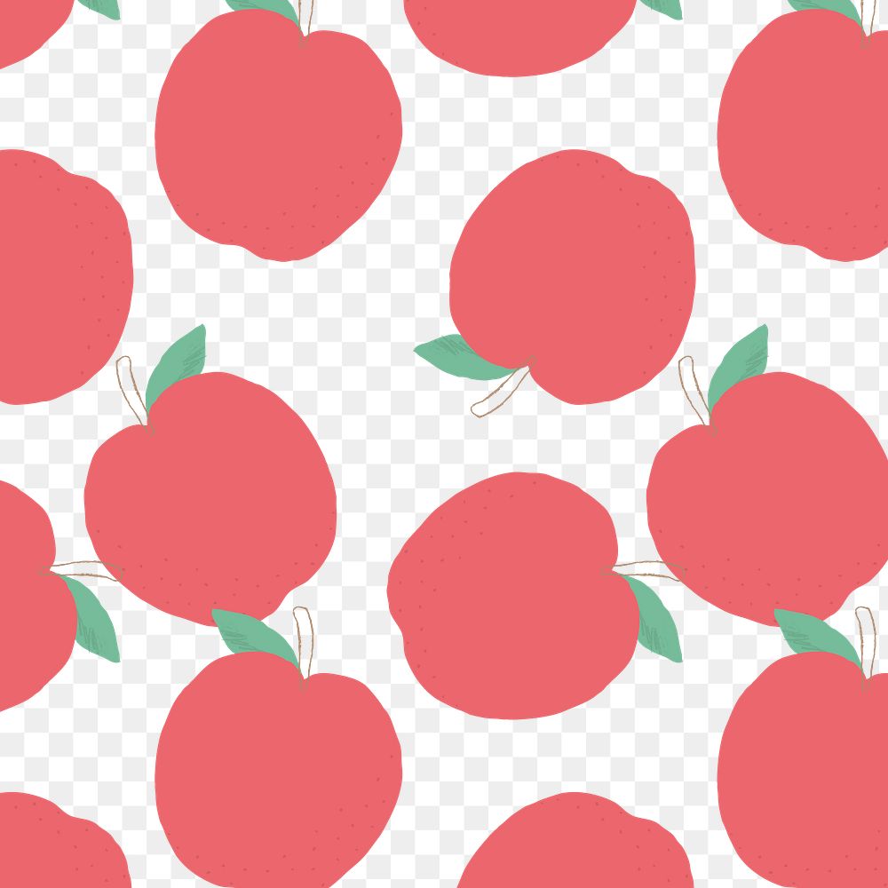 Png hand drawn apple pattern transparent background