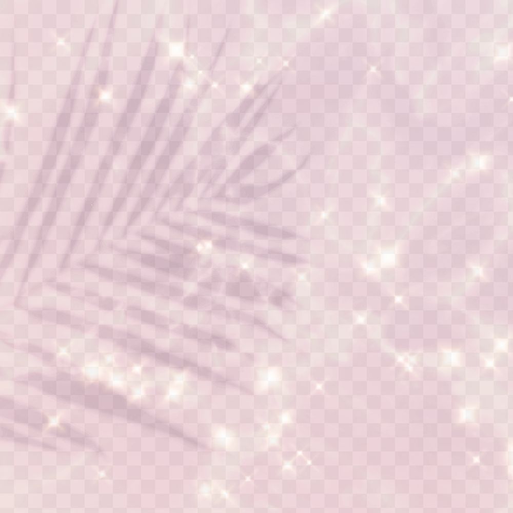 Shadow png of palm leaf with sparkle in pink transparent background