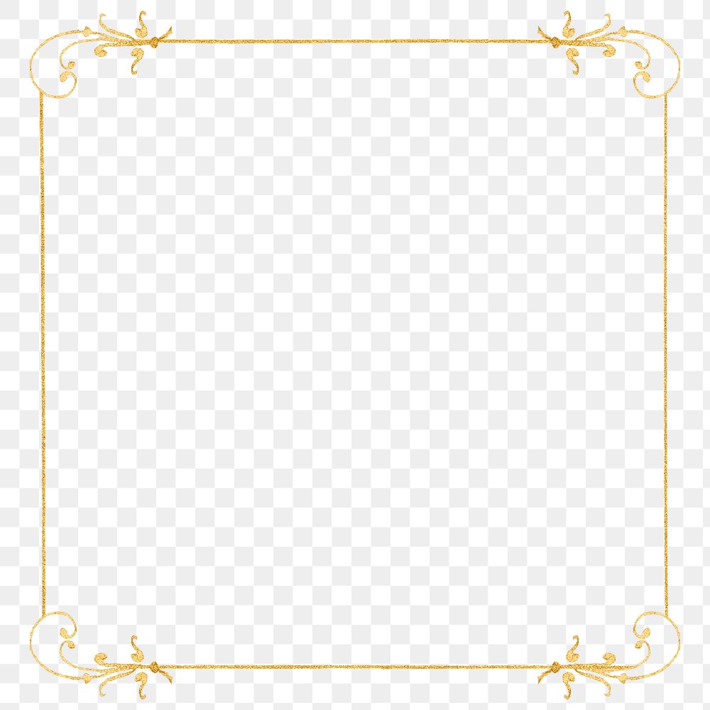 Gold filigree frame border png