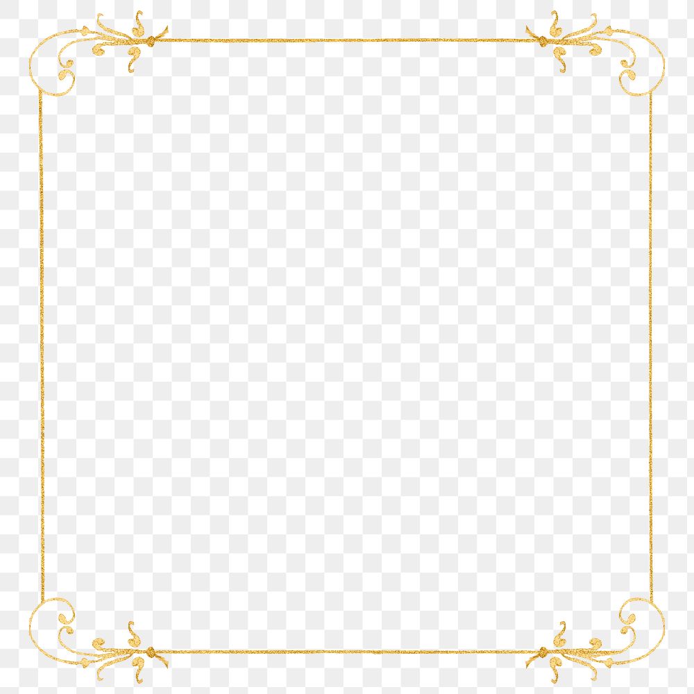 Gold filigree frame border png