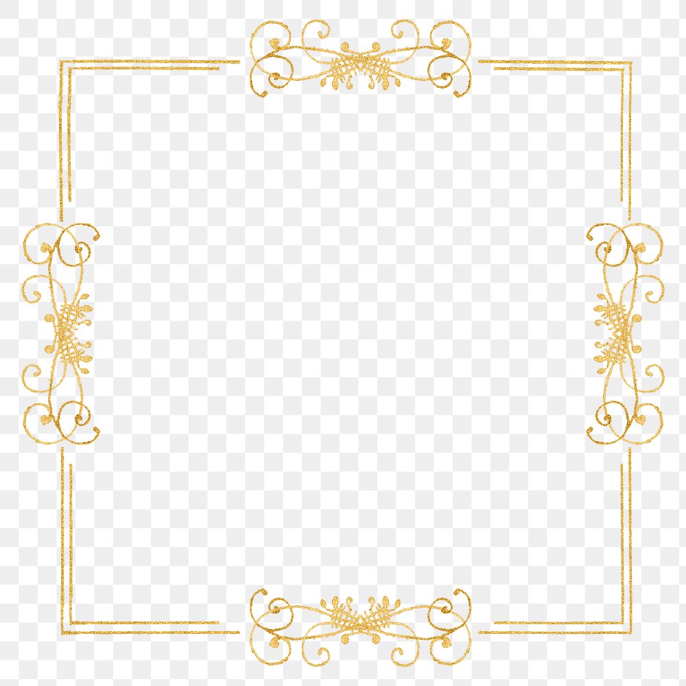 Gold filigree frame border png