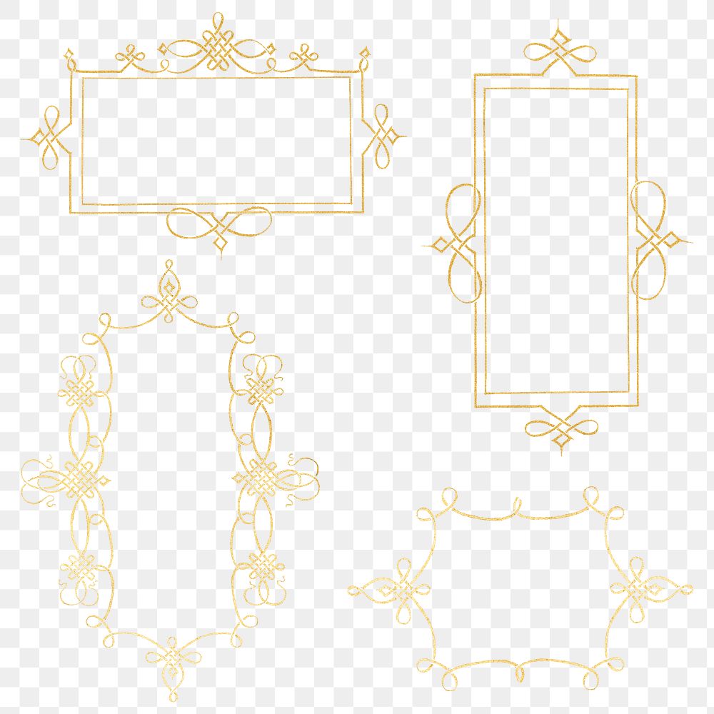 Gold filigree frame set png, remix from The Model Book of Calligraphy Joris Hoefnagel and Georg Bocskay