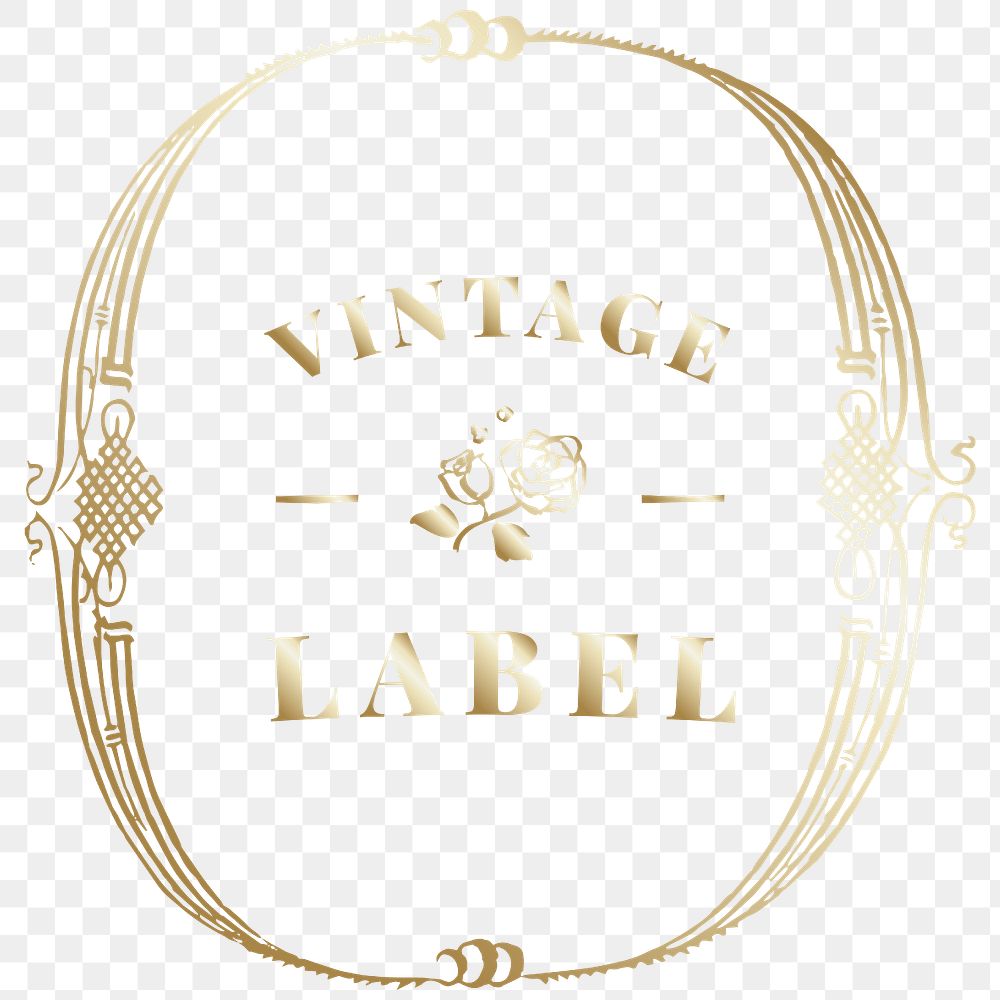 Vintage gold badge png ornamental element