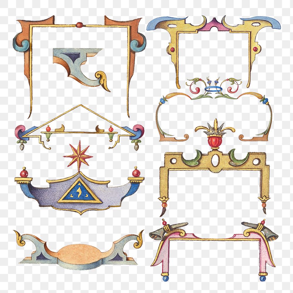 Victorian frame png border ornament, remix from The Model Book of Calligraphy Joris Hoefnagel and Georg Bocskay