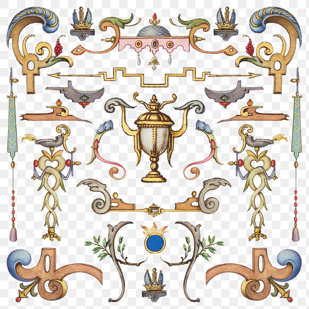Victorian frame border png ornaments, remix from The Model Book of Calligraphy Joris Hoefnagel and Georg Bocskay