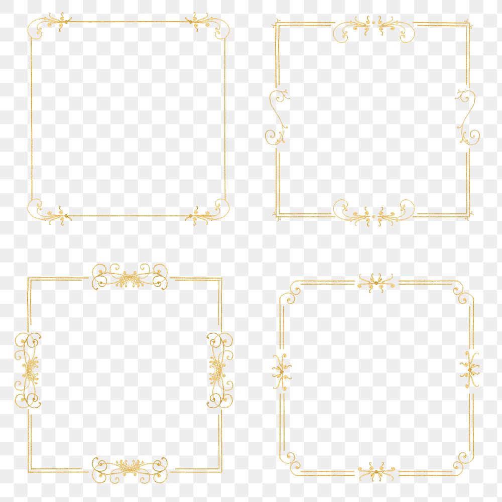 Gold filigree frame set png, | Premium PNG - rawpixel