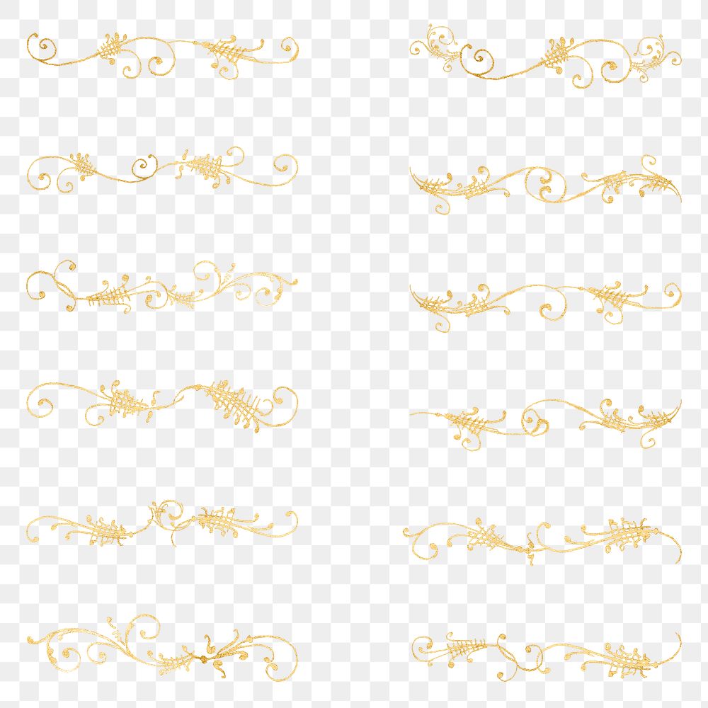 Vintage gold divider png element set, remix from The Model Book of Calligraphy Joris Hoefnagel and Georg Bocskay