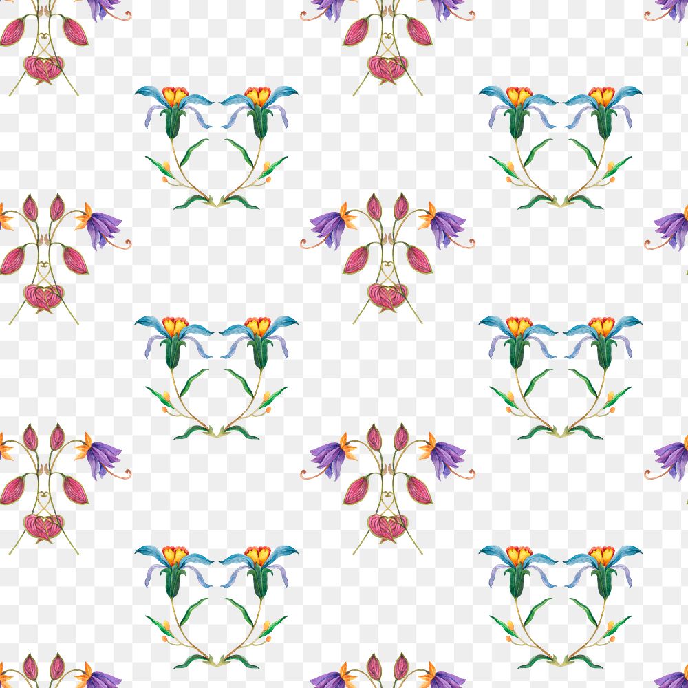 Png seamless flower pattern transparent background