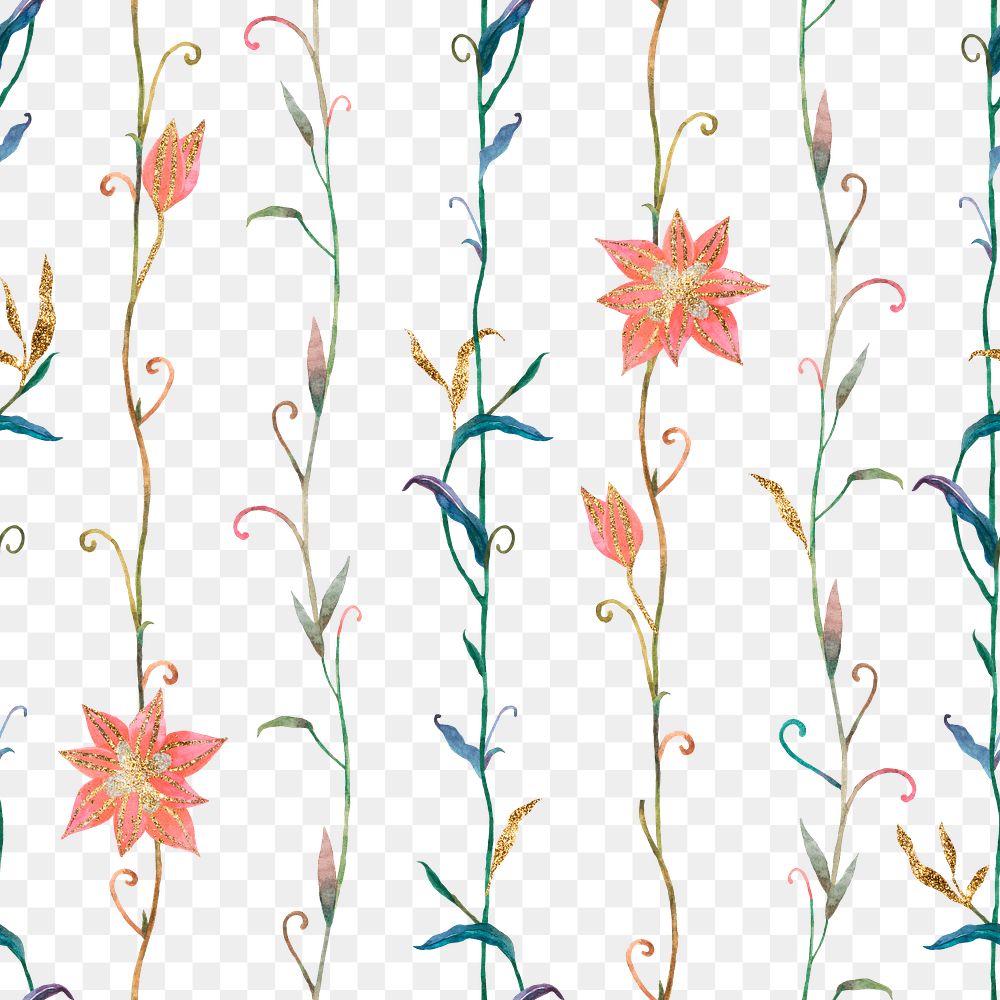 Png seamless flower pattern transparent background