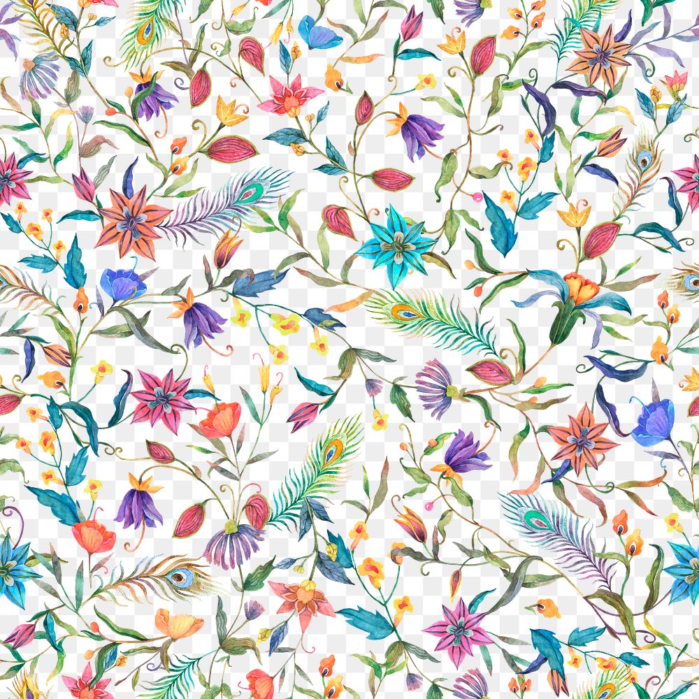 Png seamless flower pattern transparent background