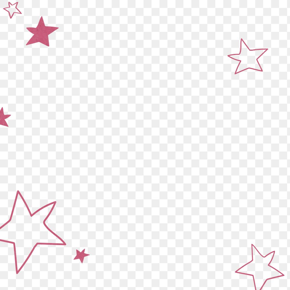 Hot pink png hand drawn stars for kids
