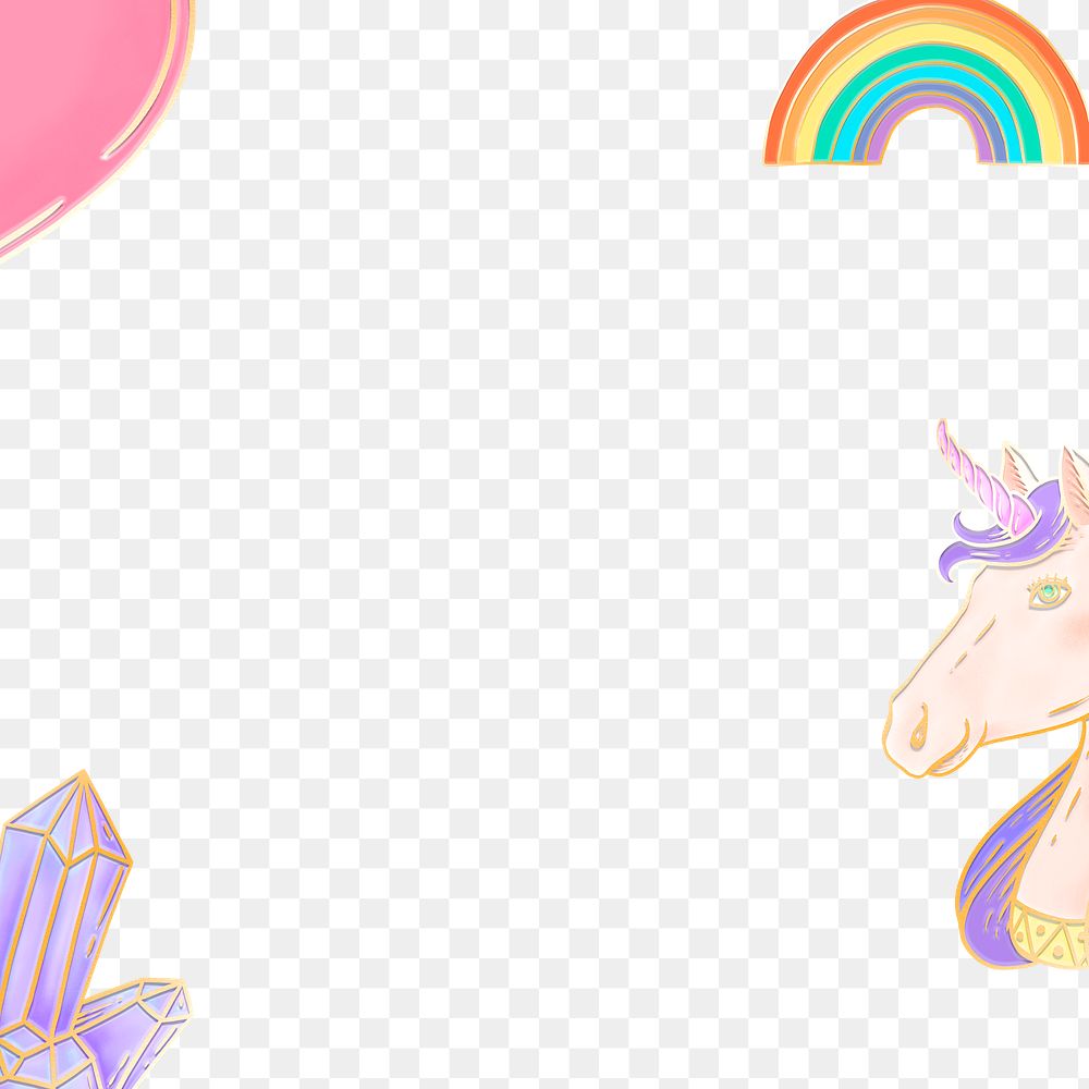Png colorful pastel unicorn rainbow frame