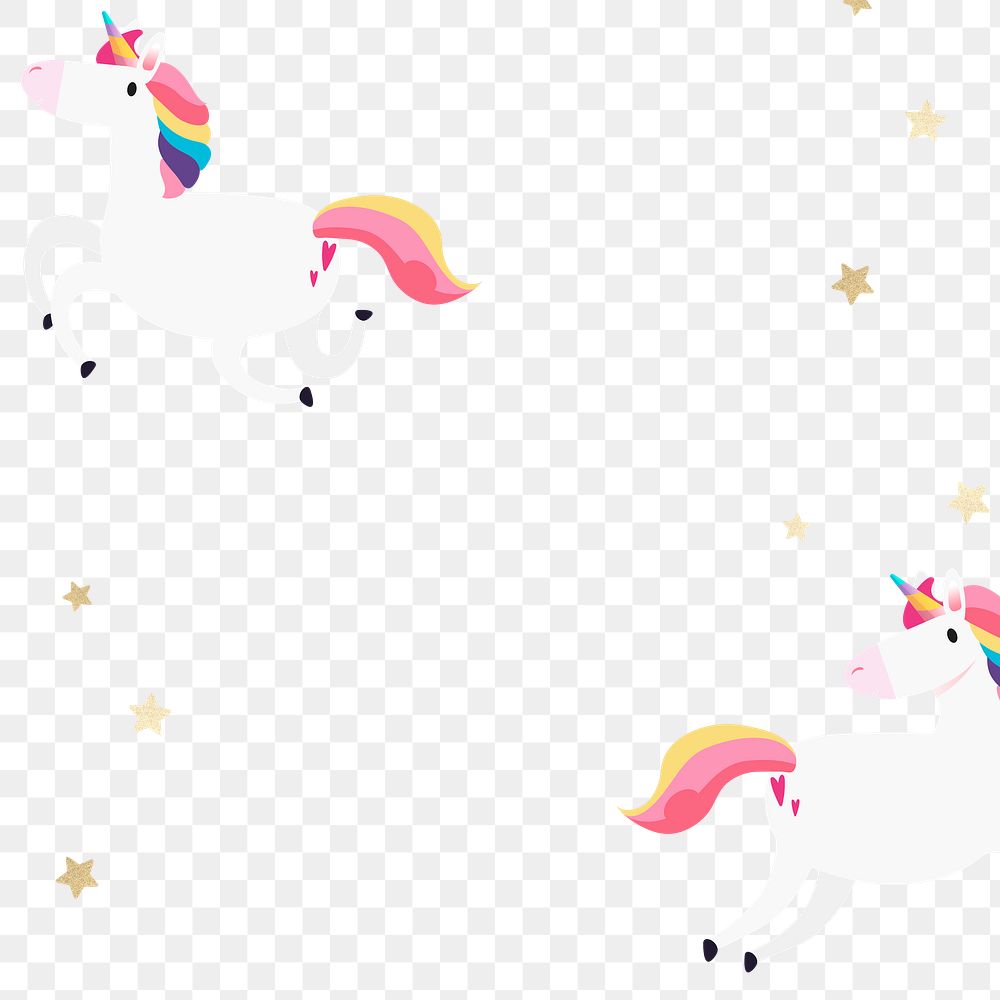 Colorful unicorn with golden stars pattern